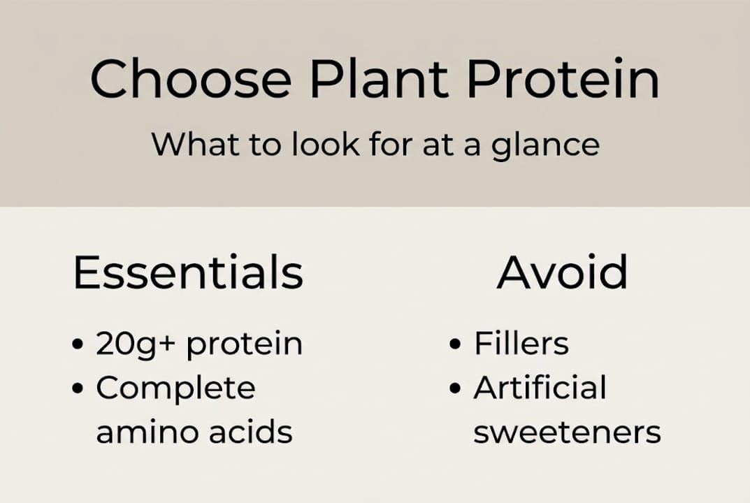 Infographic with plant protein selection checklist