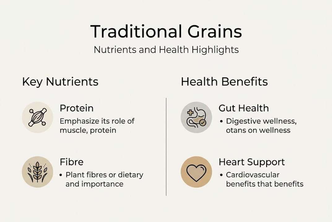 Infographic comparing grains’ nutrients and health impact