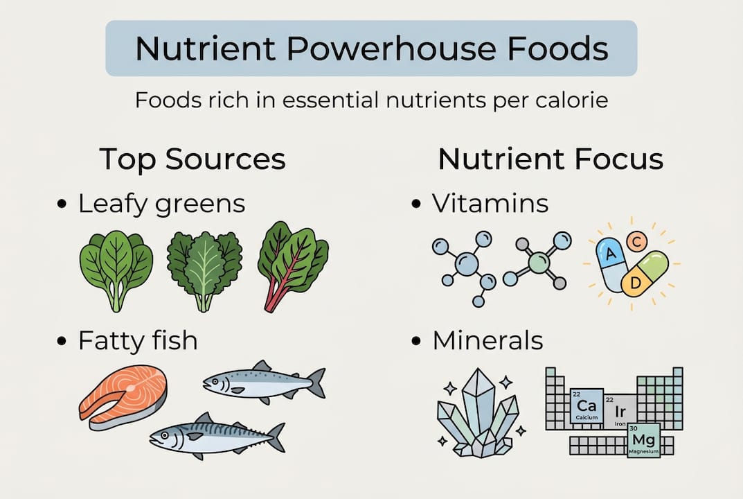 Infographic showing nutrient powerhouse foods categories