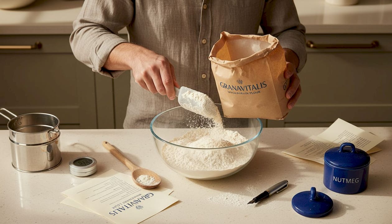 Preparing and measuring wholegrain flour for baking
