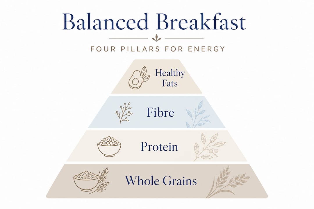 Hierarchy infographic balanced breakfast four pillars