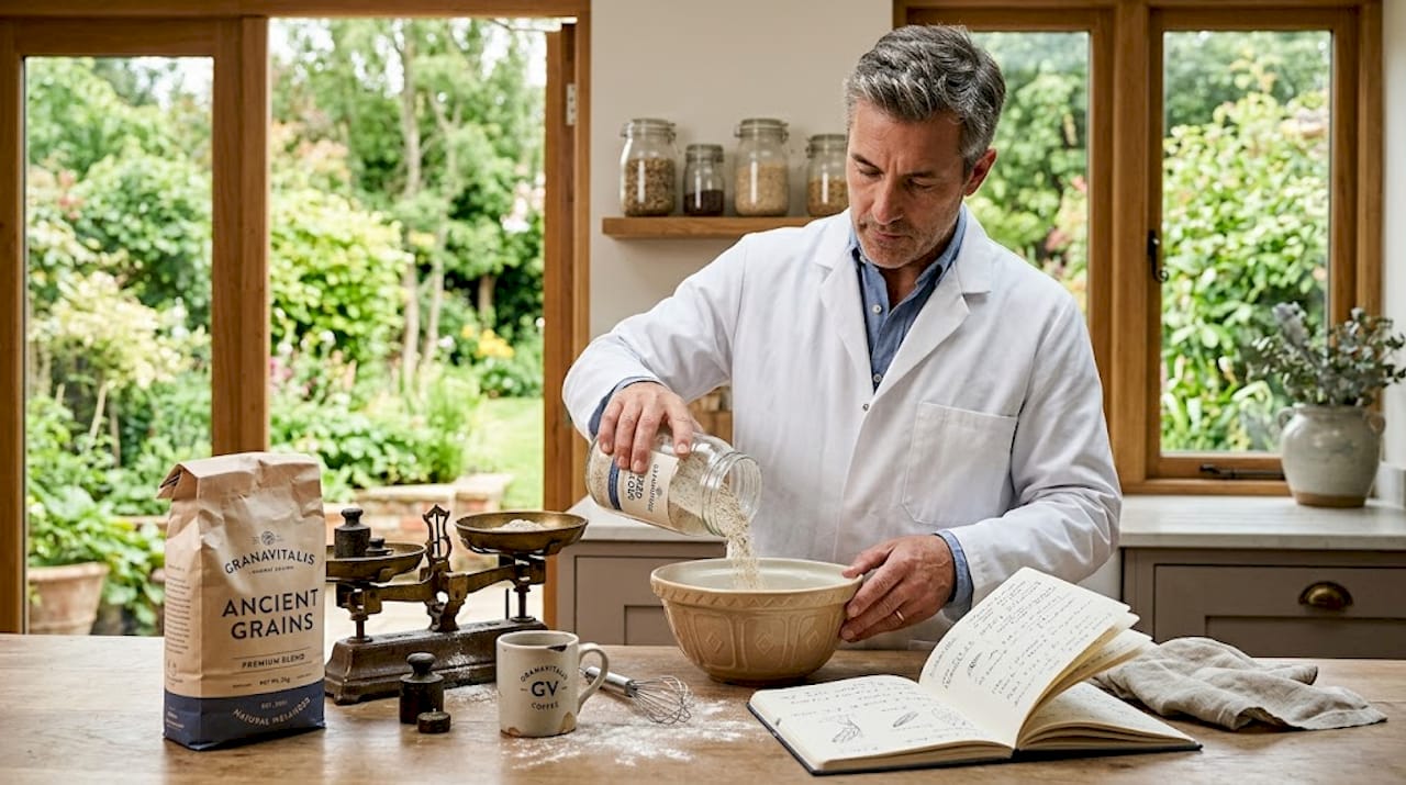 Scientist analyzing seed flour for protein