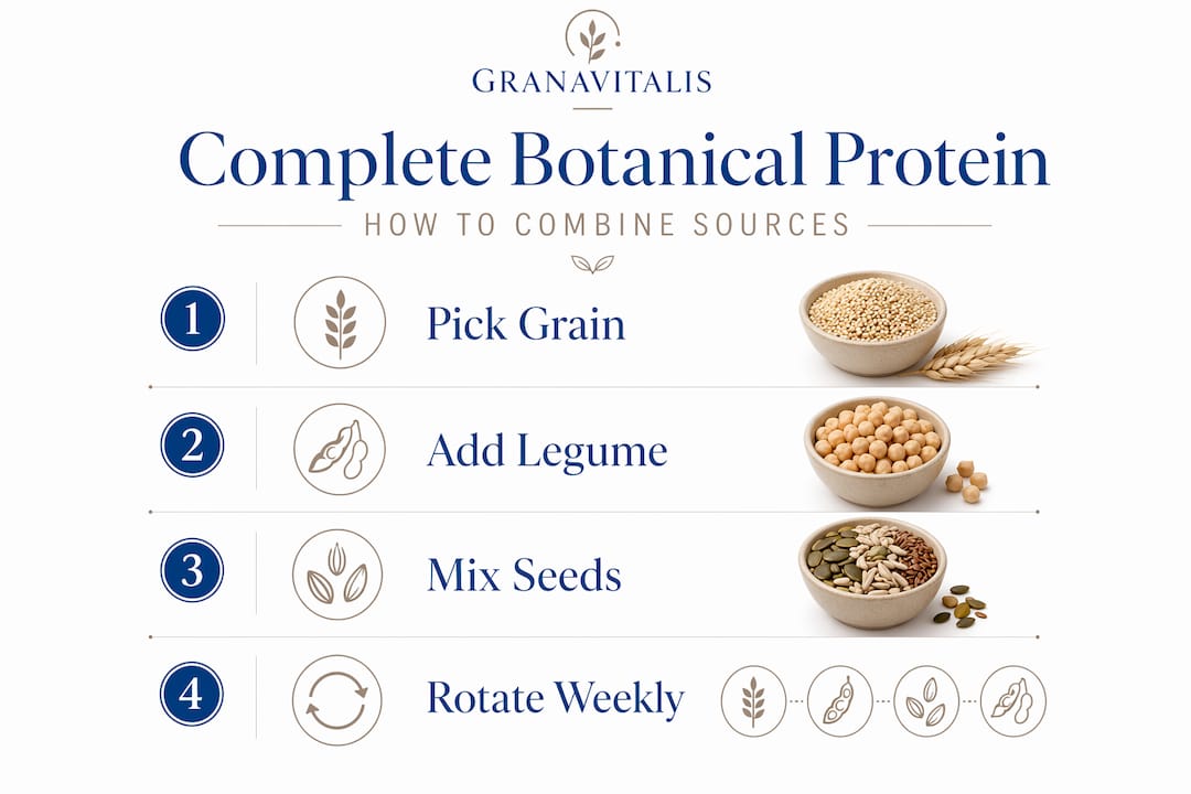 Steps to achieve complete botanical protein nutrition