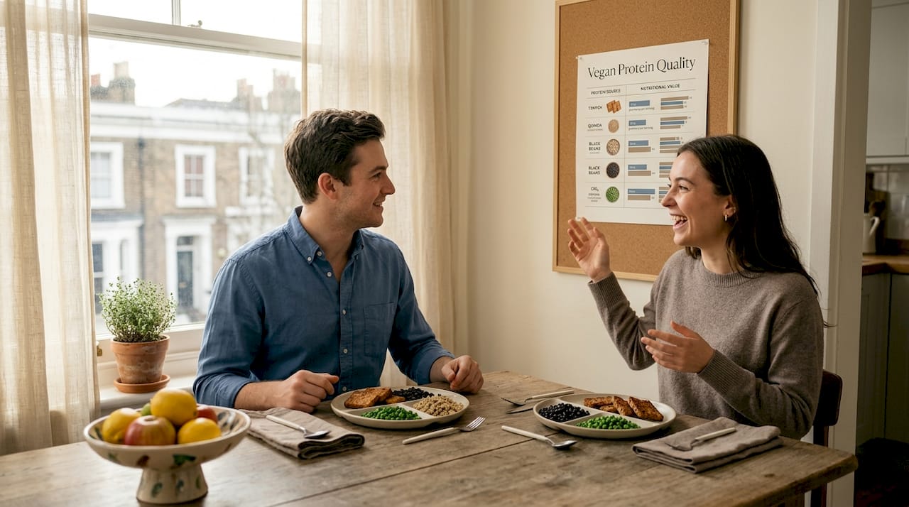 Comparing vegan protein sources at table