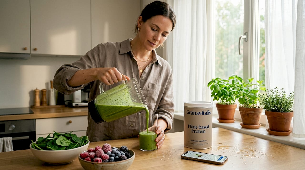 Woman making antioxidant-rich smoothie