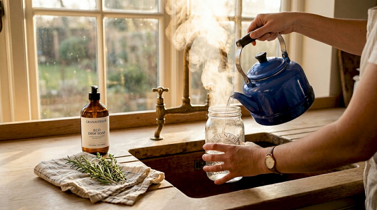 Boiling water cleans sprouting jar at home