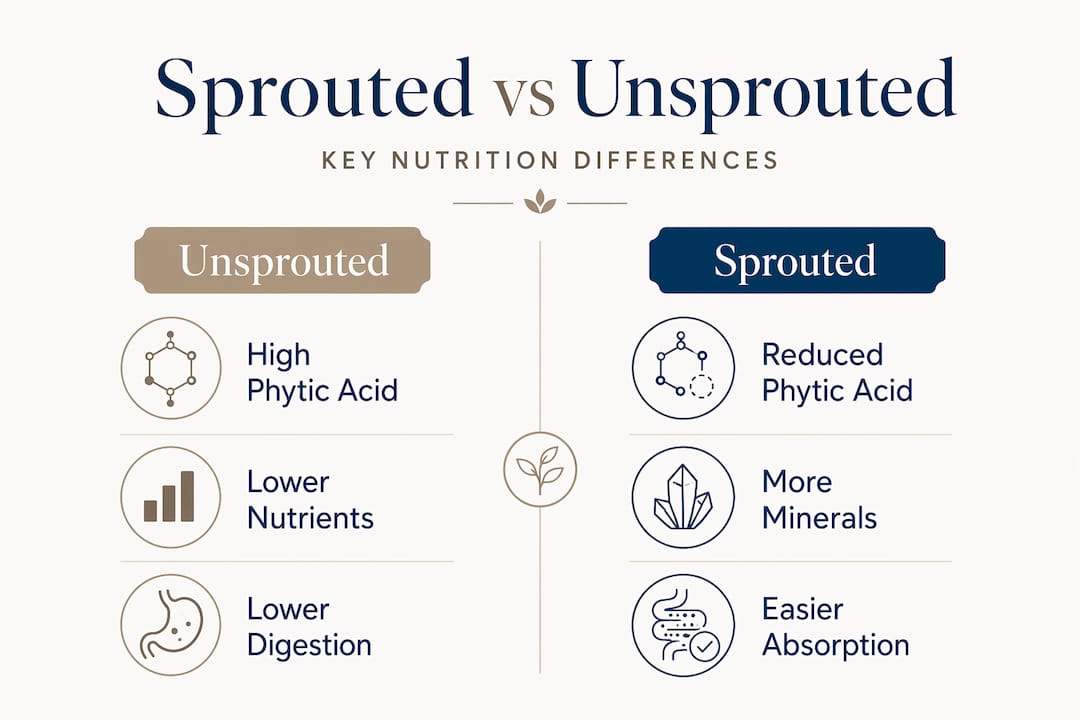 Infographic comparing sprouted and unsprouted grains