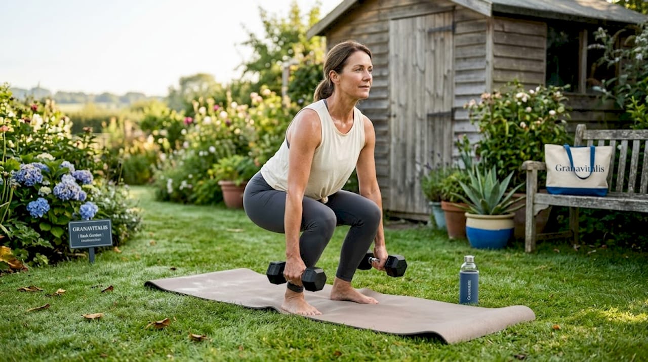 Woman doing home resistance exercise routine