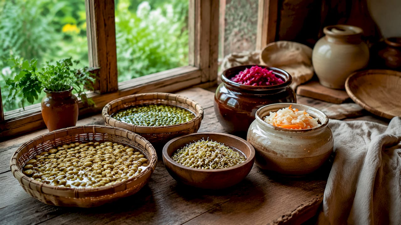 Overhead view of traditional foods optimising nutrients