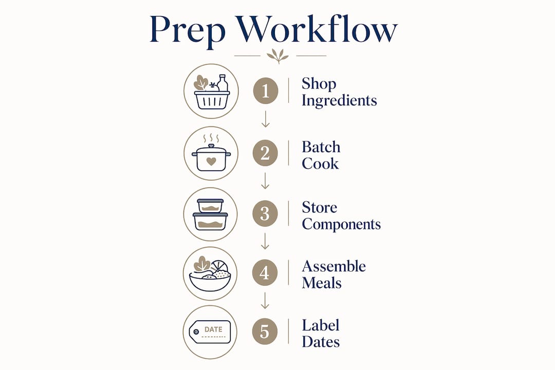 Infographic illustrating vegan breakfast prep steps