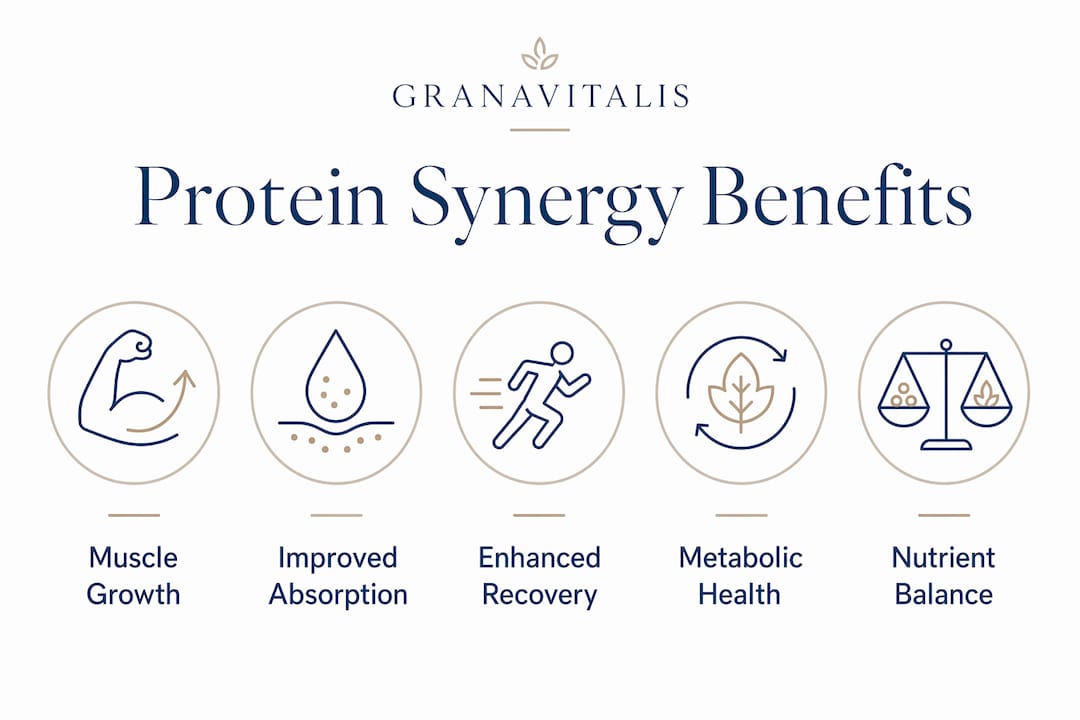 Infographic showing main protein synergy benefits