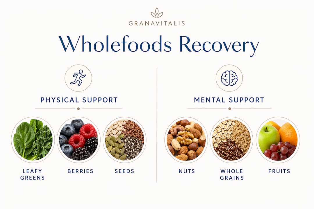 Infographic comparing wholefoods physical and mental recovery benefits