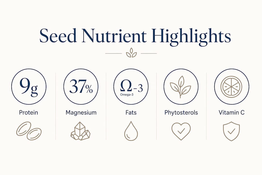 Infographic showing seed nutrient key statistics