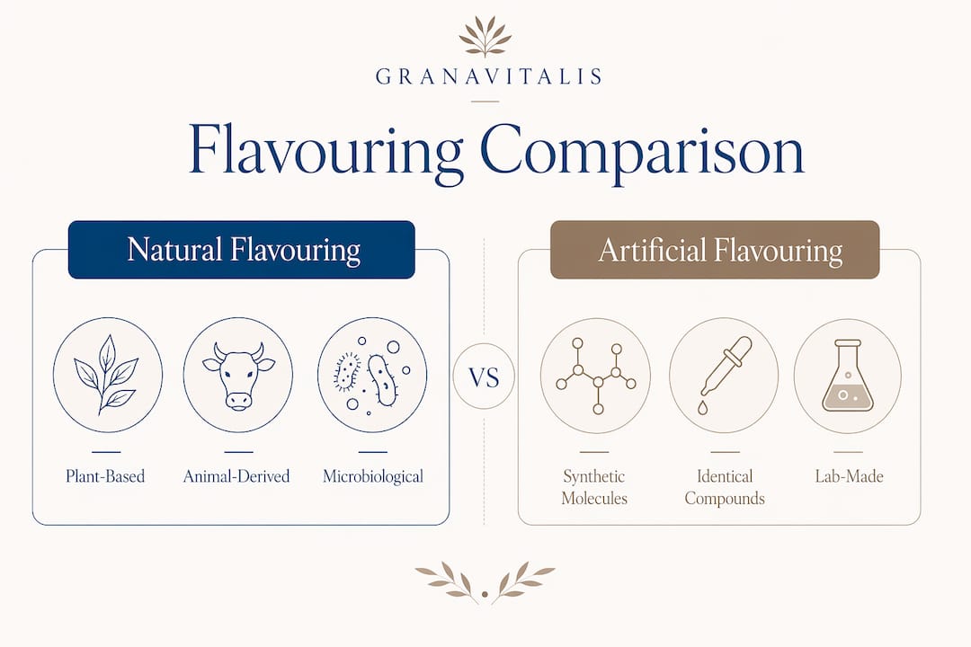 Infographic comparing natural and artificial flavourings