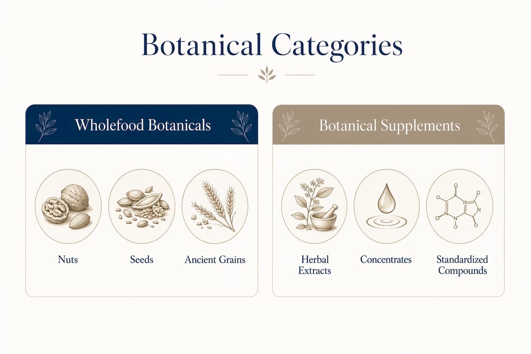 Infographic comparing botanical categories wholefood vs supplements