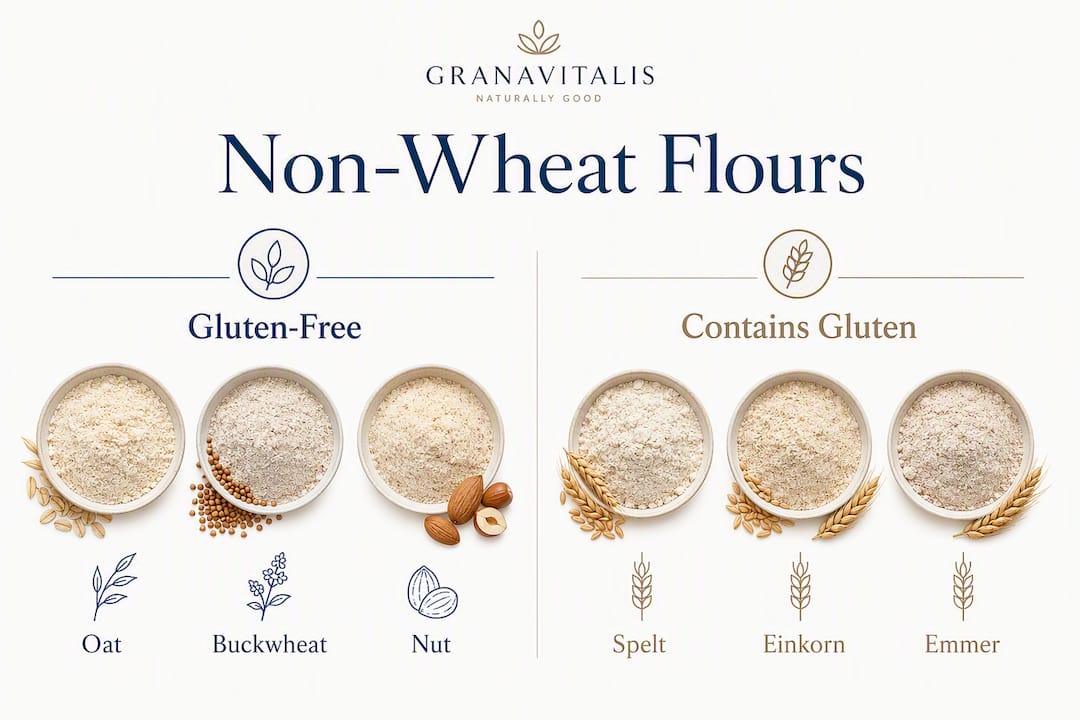 Infographic comparing gluten-free and gluten-containing flours