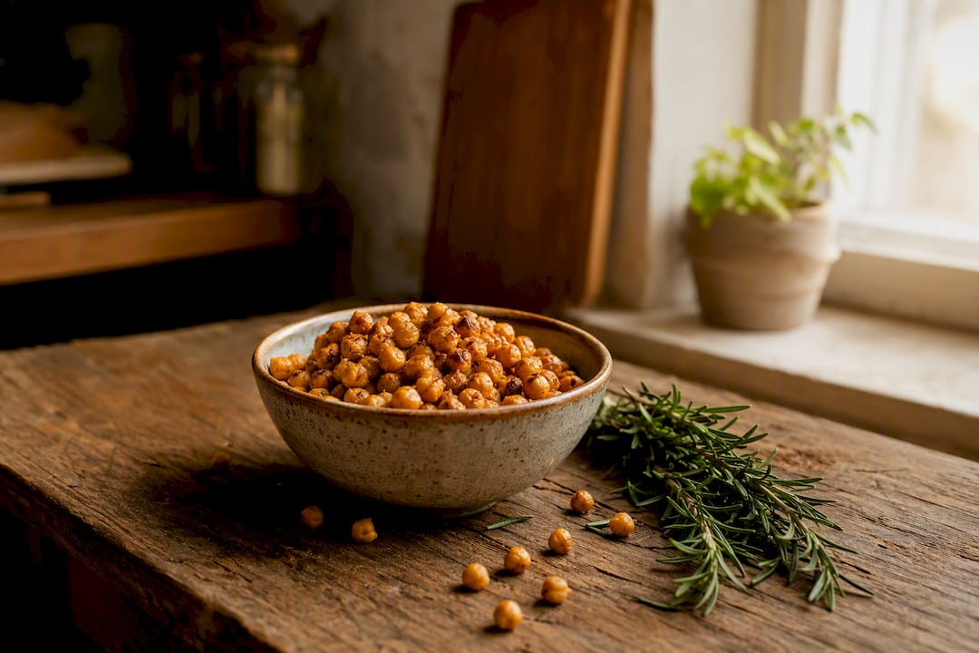 Roasted chickpeas snack in bowl