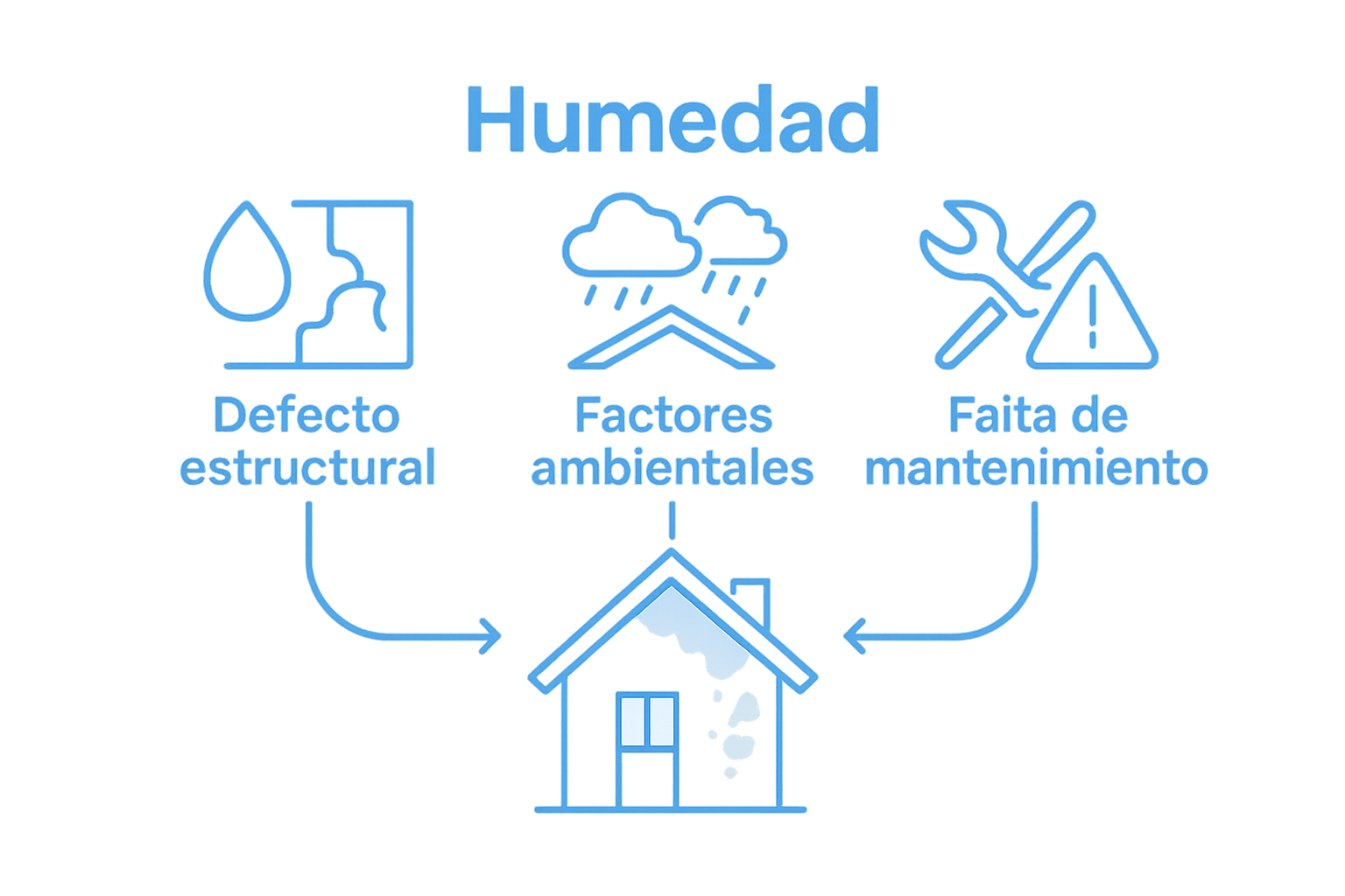 Infografía visual de causas comunes de humedad por filtración