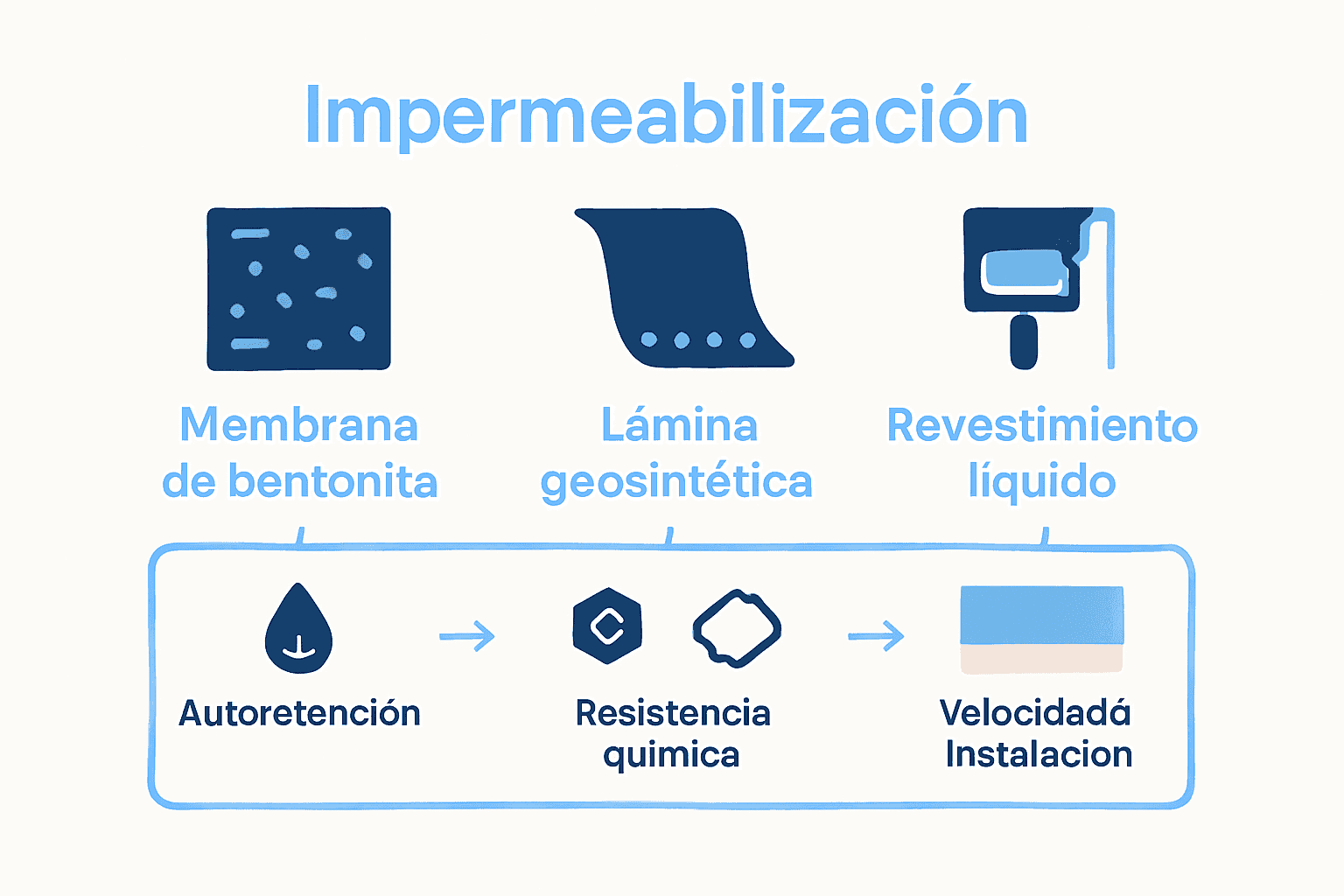 Infografía comparando sistemas de impermeabilización de muros enterrados.