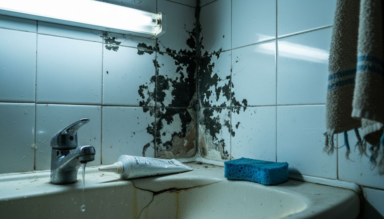 Detalle de los daños causados por la humedad y la aparición de moho