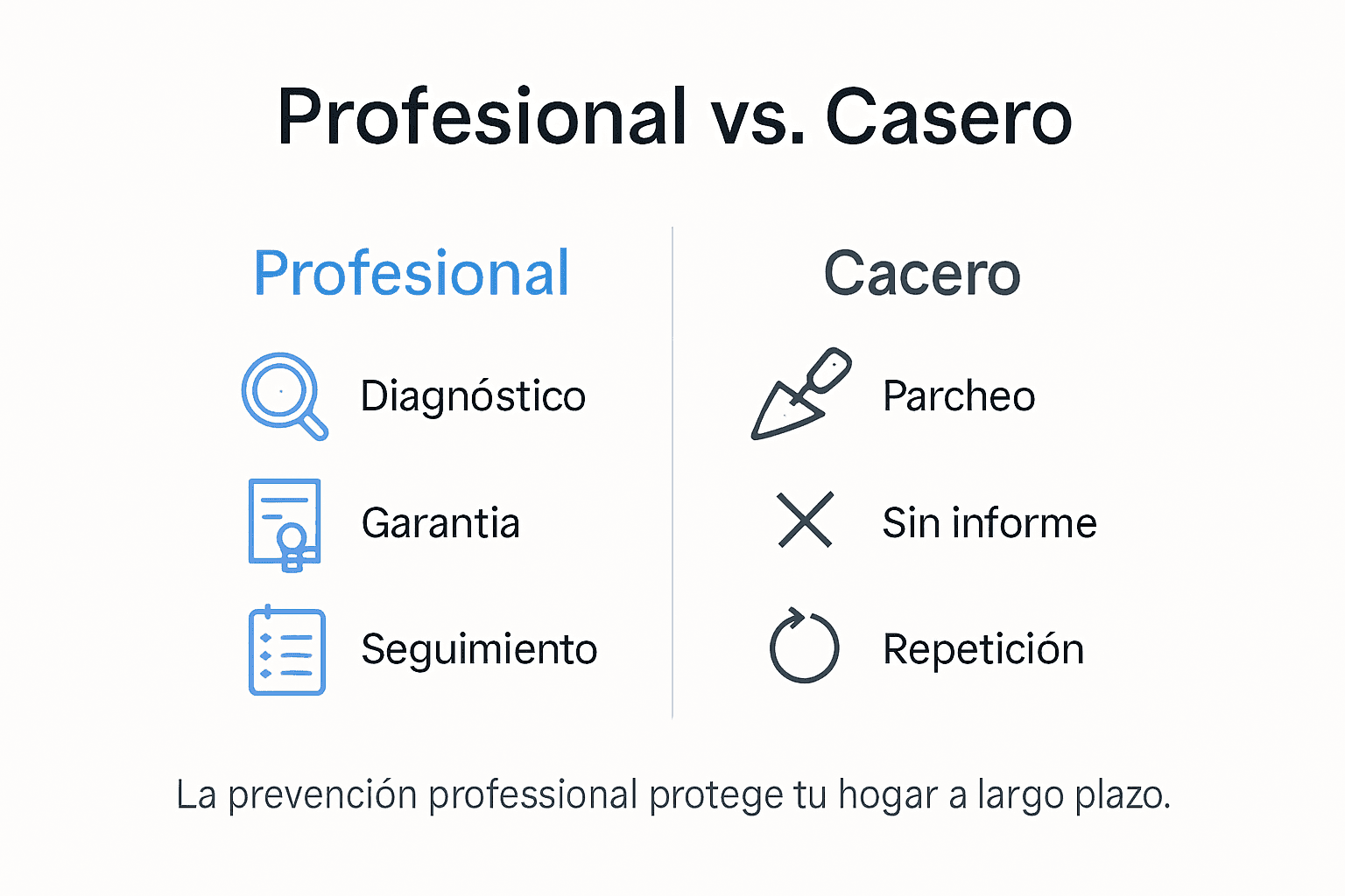 Infografía: comparación entre técnicas profesionales y soluciones caseras