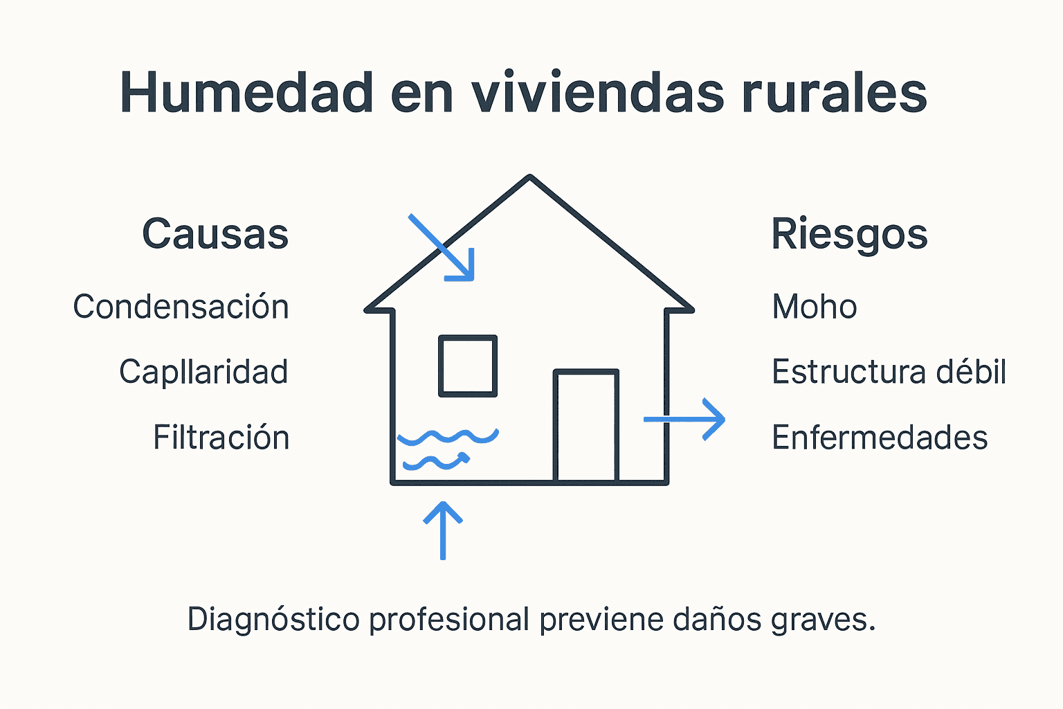 Infografía sobre las principales causas y peligros asociados a la humedad