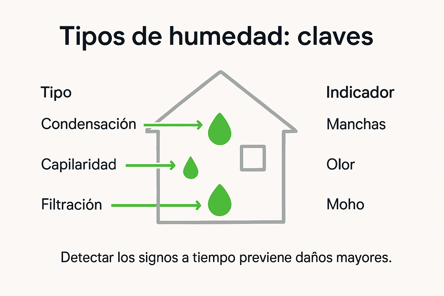 Infografía sobre los diferentes tipos de humedad en el hogar y cómo identificar sus señales