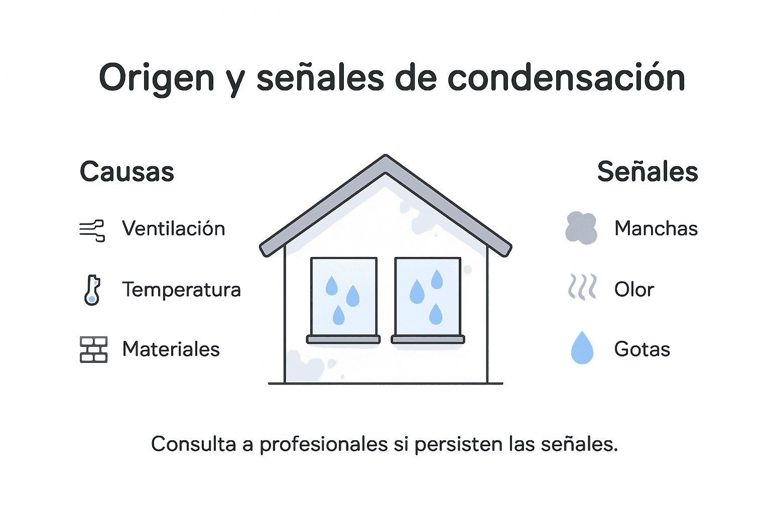 Infografía sobre las principales causas y síntomas de la humedad por condensación