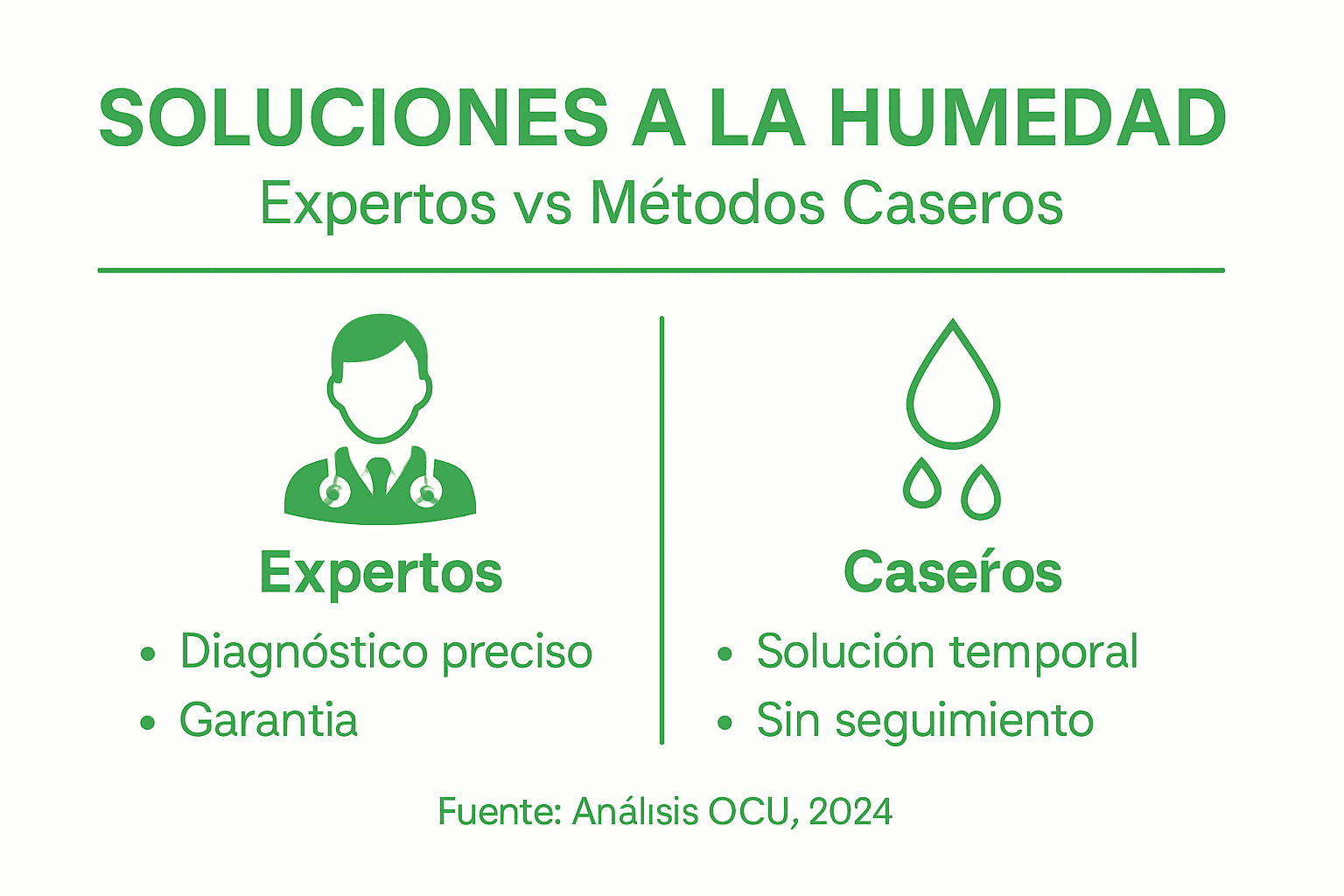 Infografía: soluciones profesionales vs. caseras para controlar la humedad