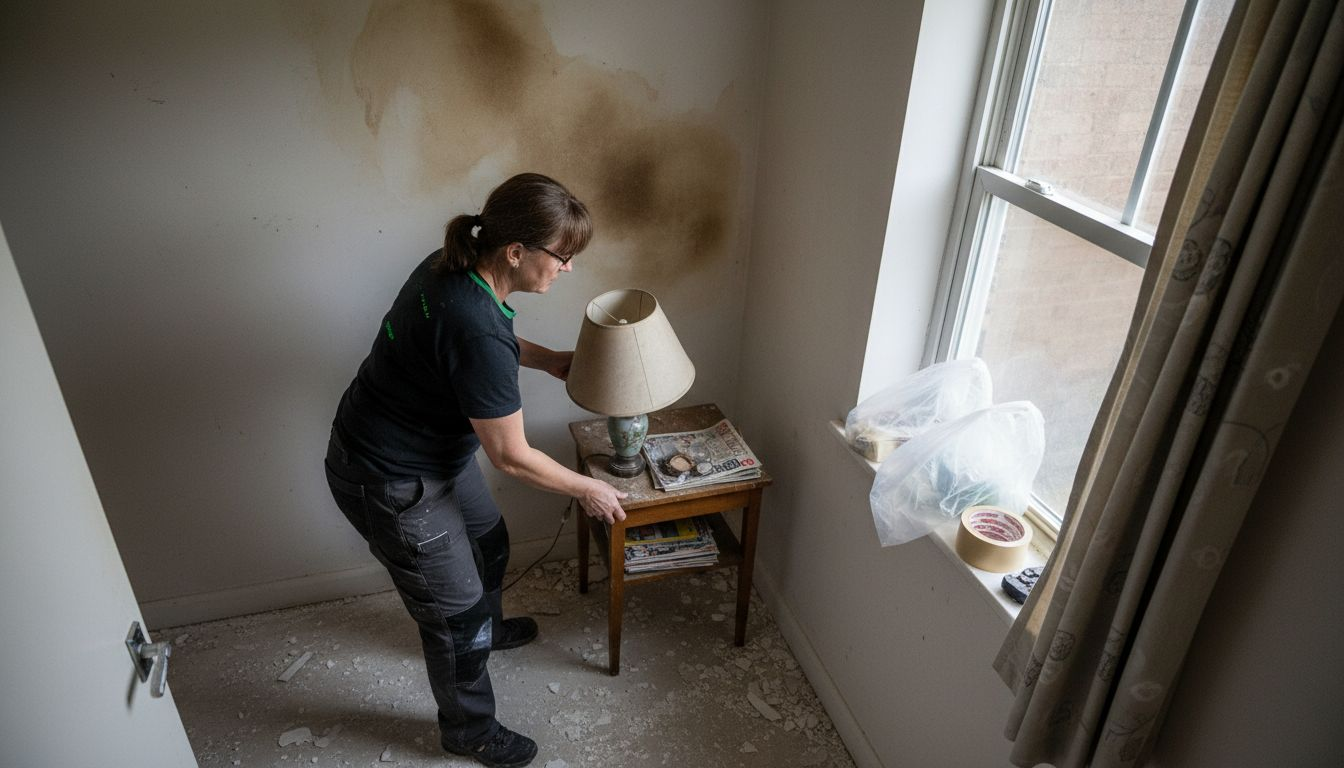 Mujer cuidando una zona húmeda en su hogar para evitar daños