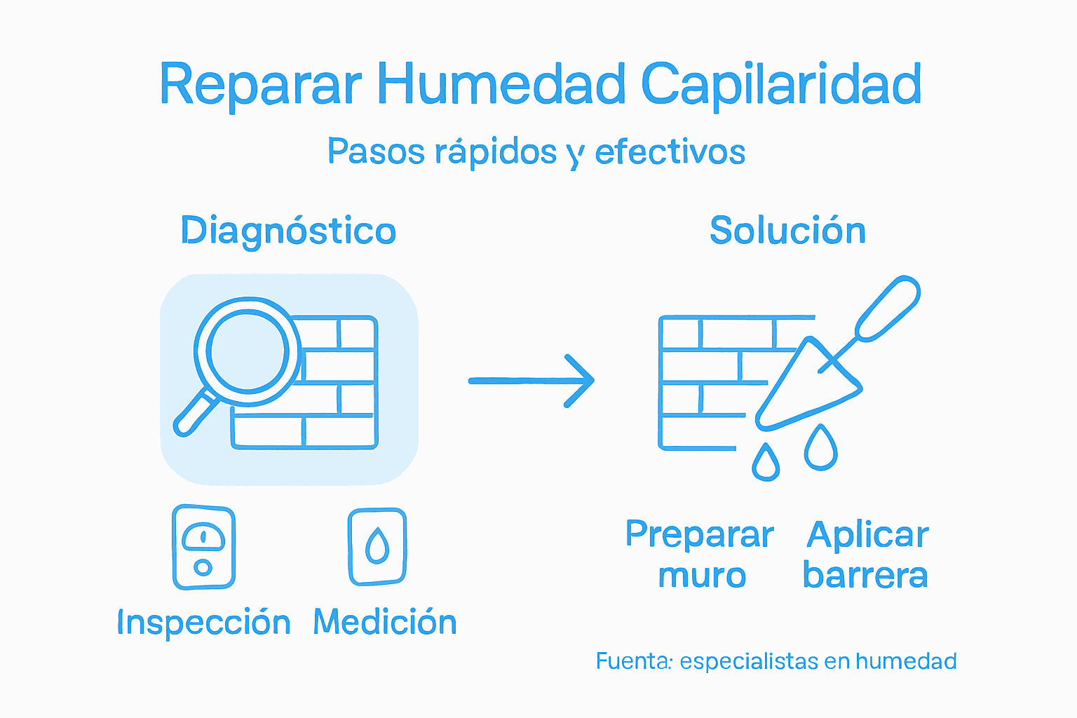 Infografía: pasos para solucionar problemas de humedad por capilaridad