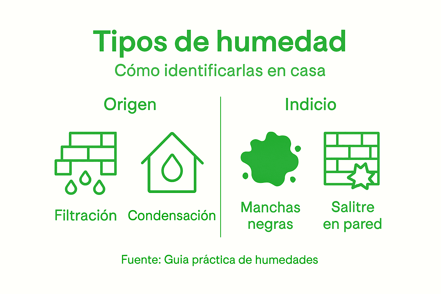 Guía visual sobre los diferentes tipos de humedad que pueden aparecer en el hogar
