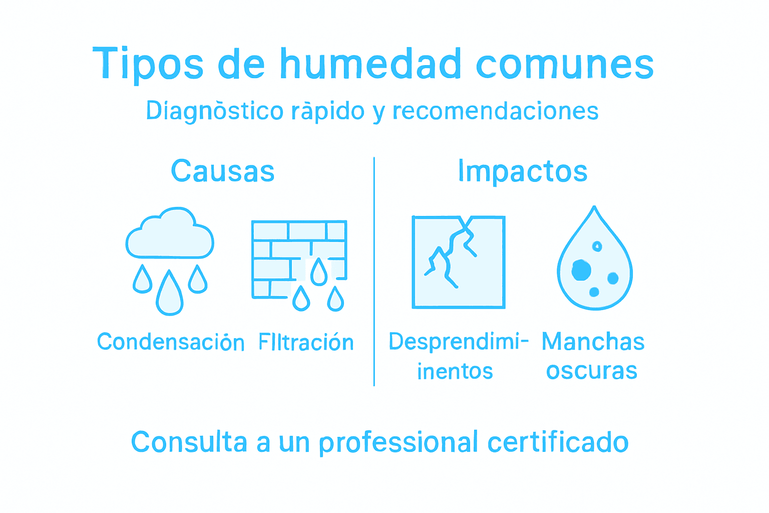 Guía visual para identificar los tipos más frecuentes de humedad y cómo detectarlos