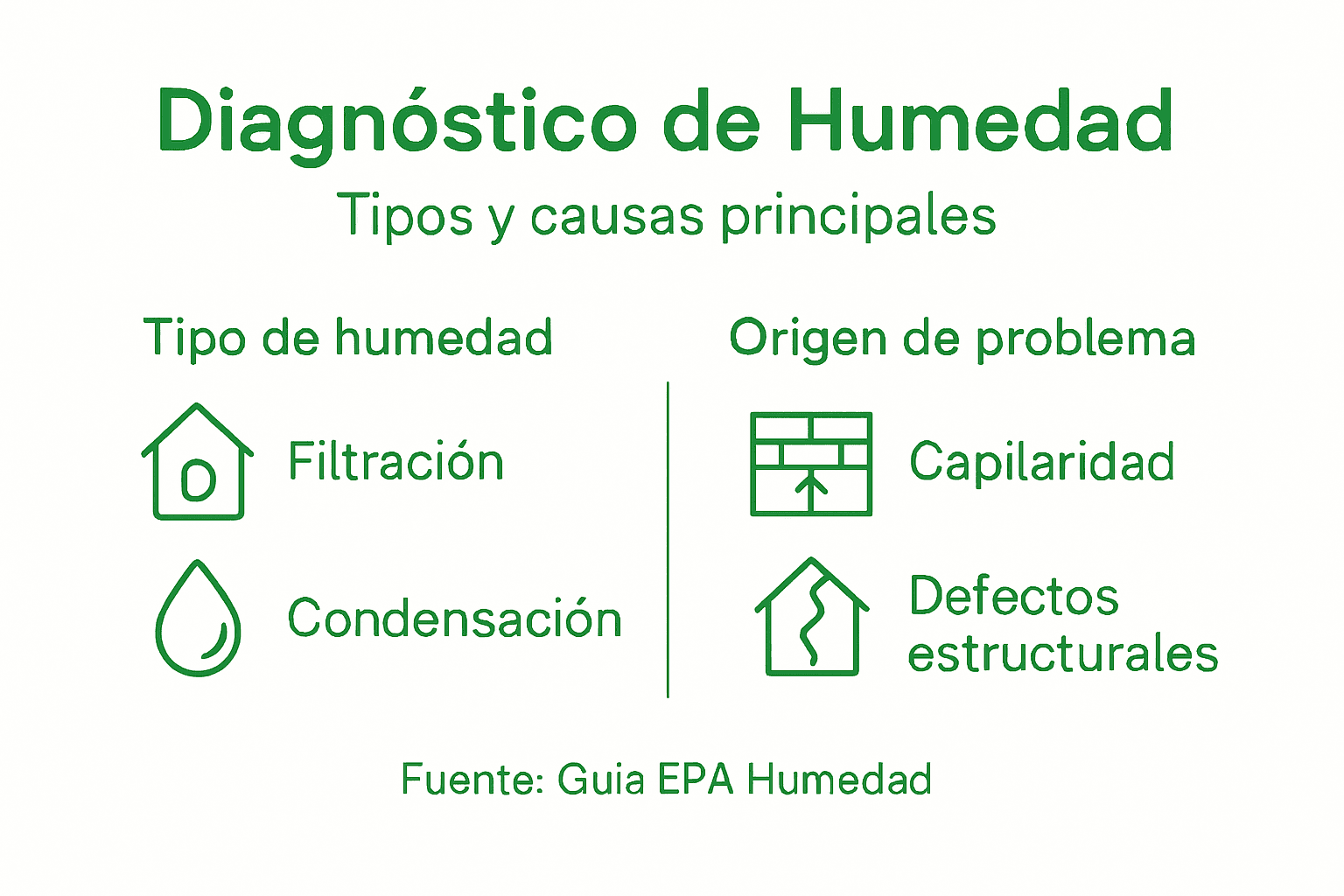 Guía visual sobre los diferentes tipos de humedad en el hogar y sus principales causas