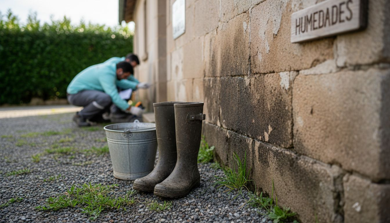 Humedad que sube por las paredes en una construcción rural