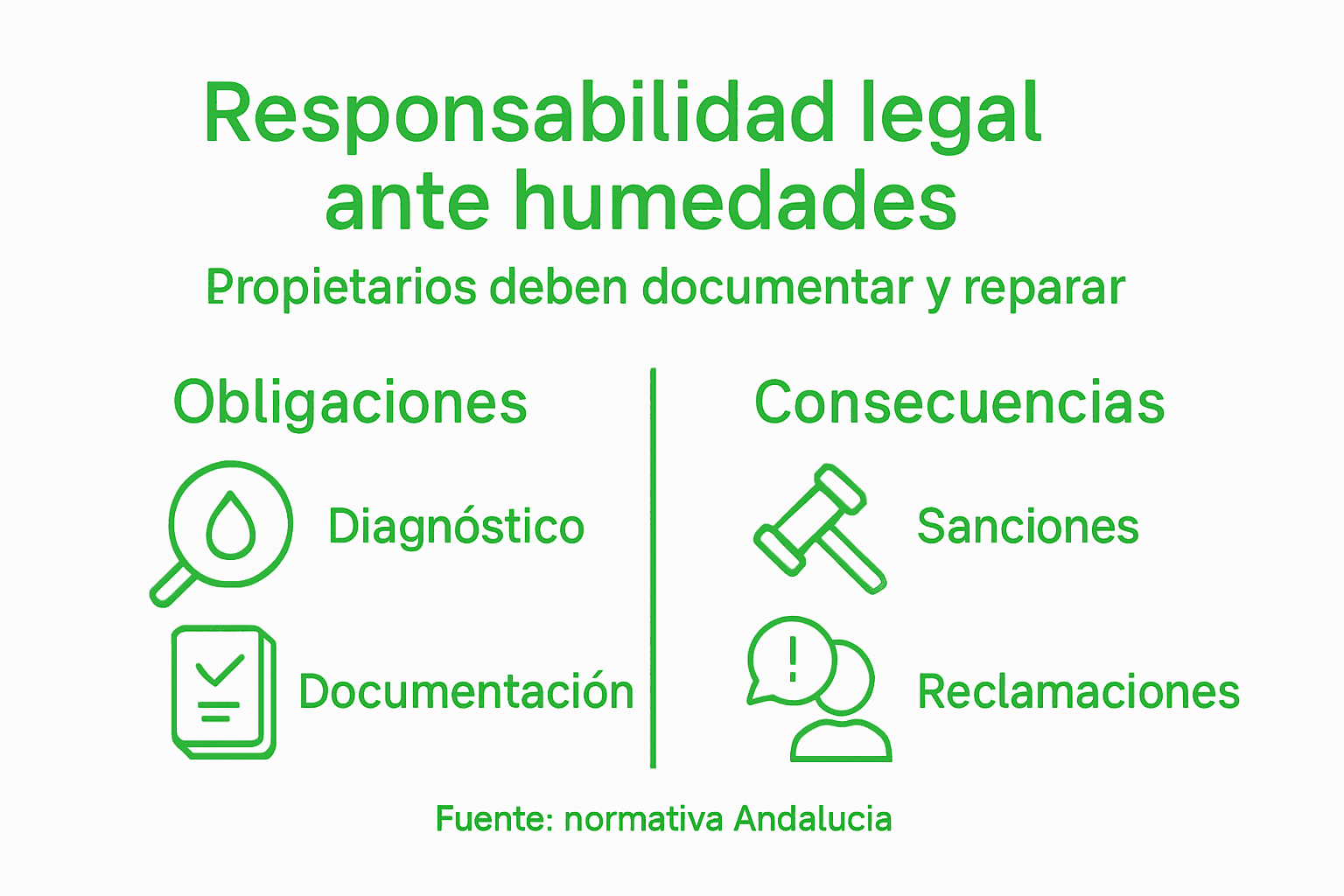 Infografía: responsabilidades y consecuencias legales ante problemas de humedades