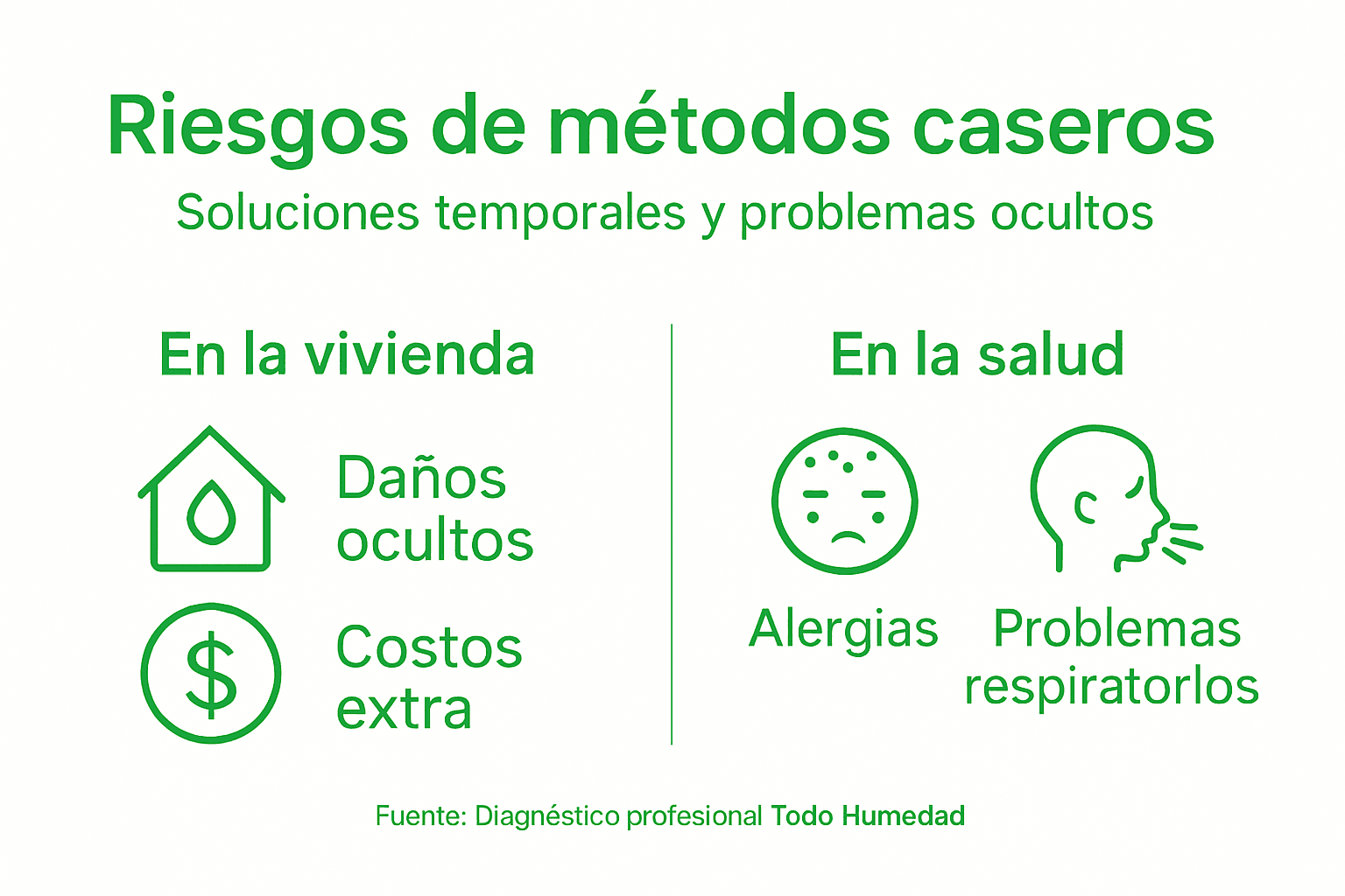 Infografía sobre los peligros de recurrir a remedios caseros para combatir la humedad