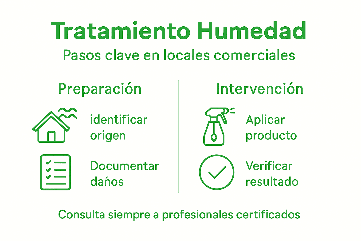 Infografía con los pasos esenciales para tratar problemas de humedad