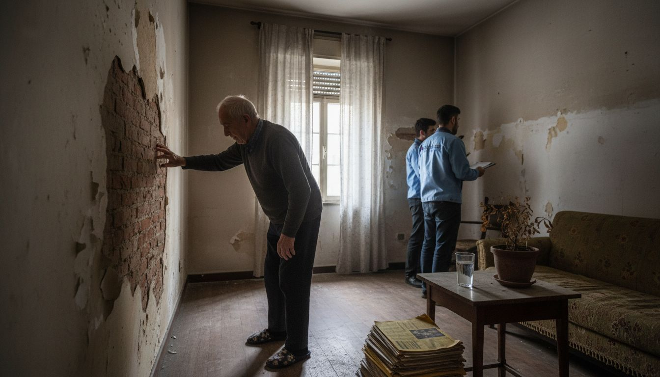 Aparición de manchas y desprendimiento de la pintura debido a problemas de humedad