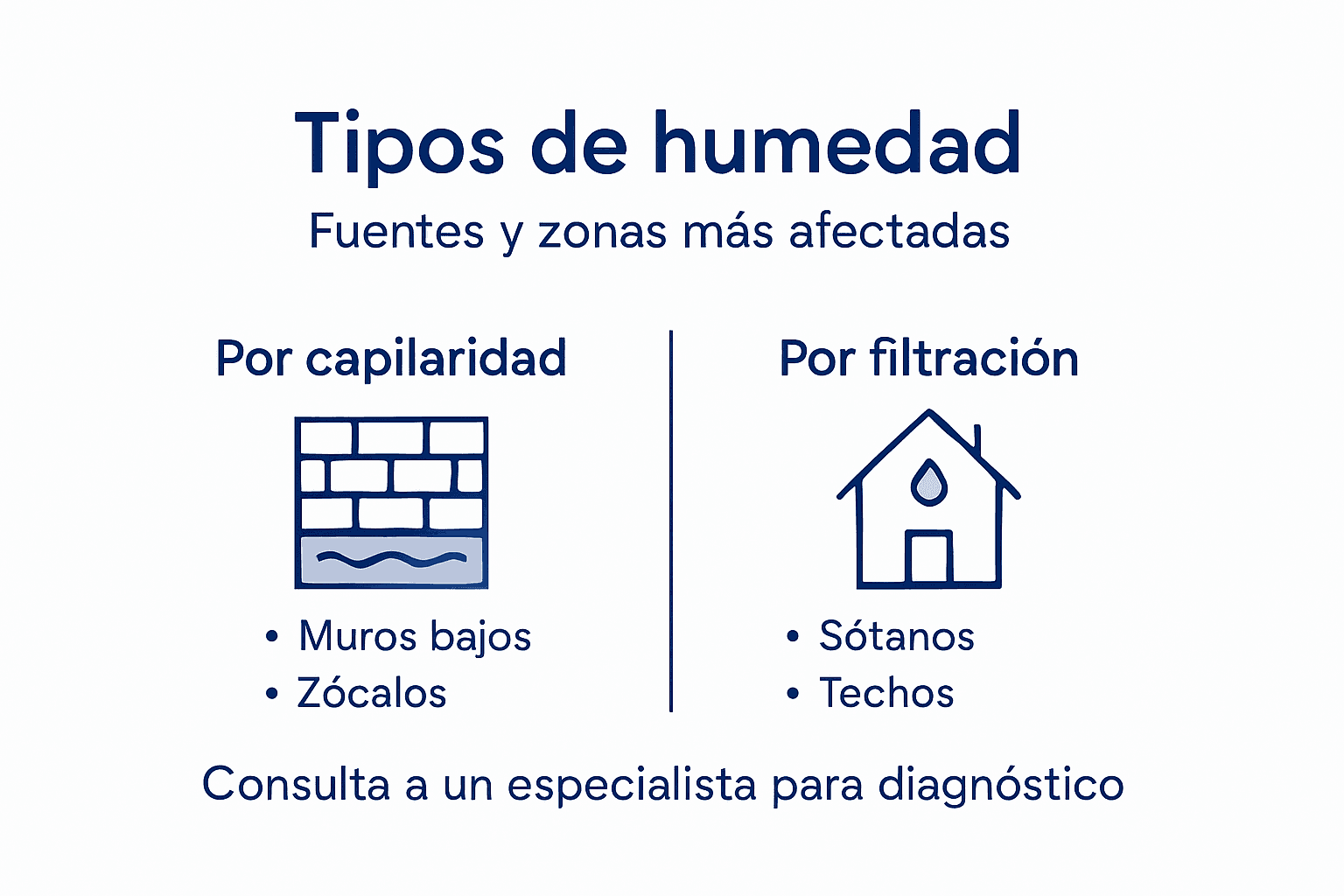 Guía visual sobre las diferentes clases de humedad que pueden aparecer en el hogar