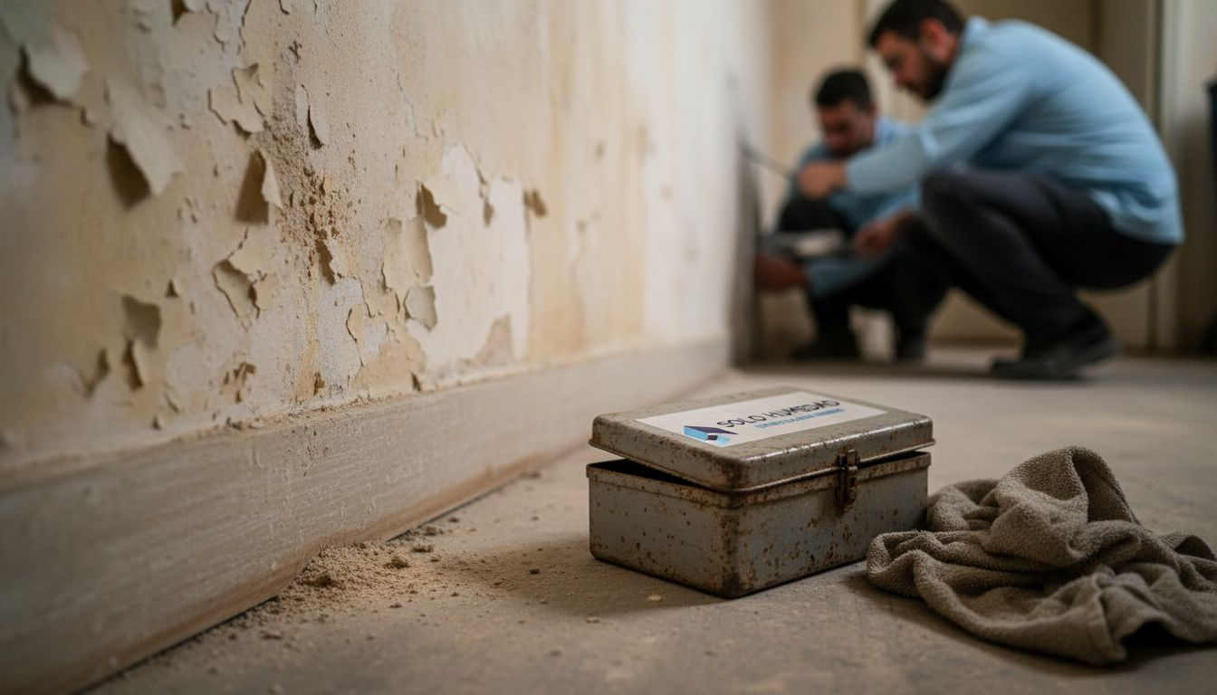 Detalle de la humedad y los poros visibles en la pared