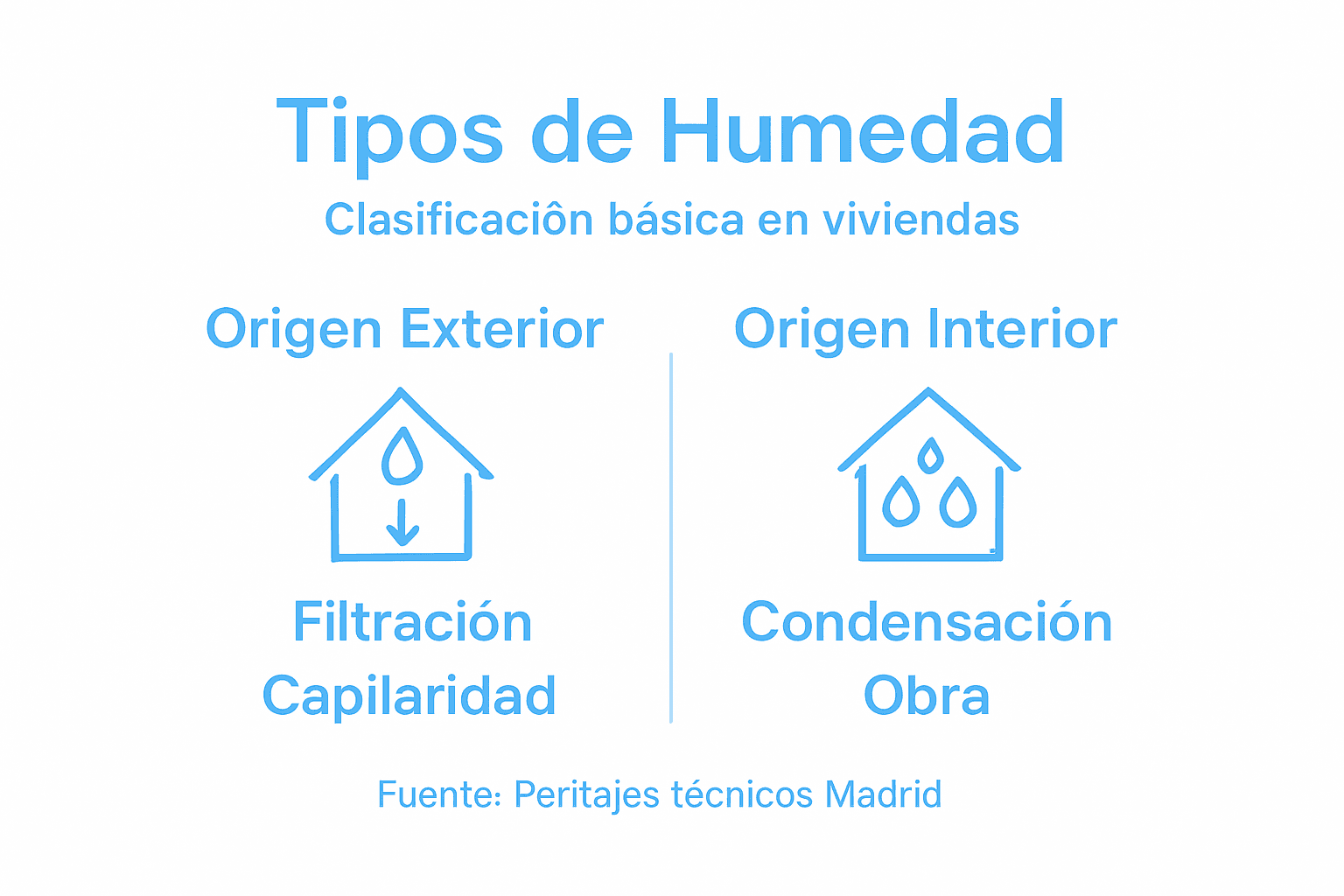 Infografía sobre los principales tipos de humedad y sus categorías más importantes