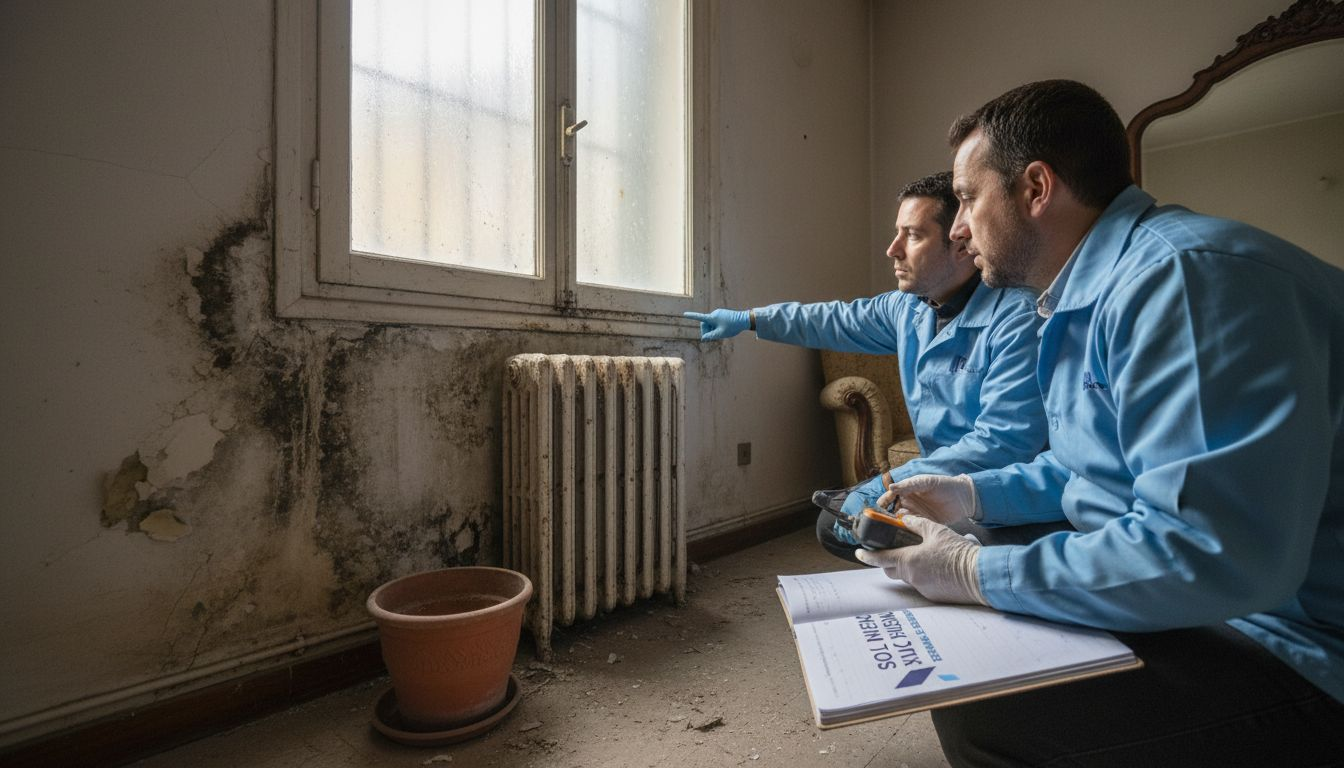 Deterioro de la pared causado por la humedad y la aparición de moho debido a la condensación.