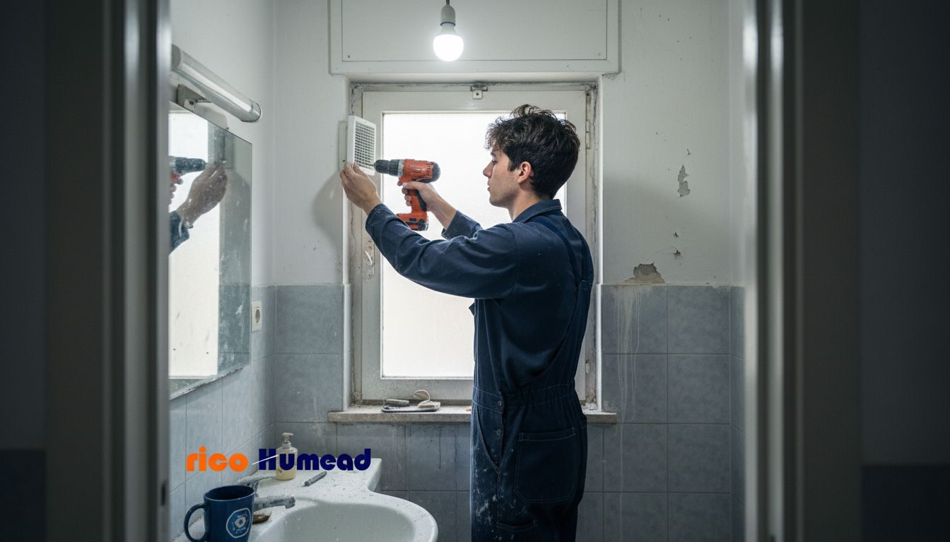 Un especialista coloca una rejilla para evitar problemas de condensación.