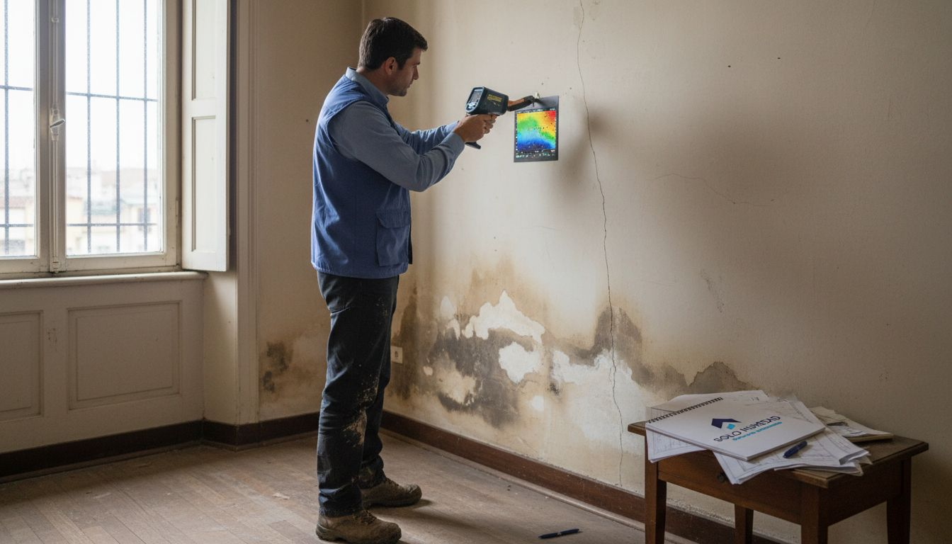 Especialista utiliza cámara termográfica para localizar problemas de humedad