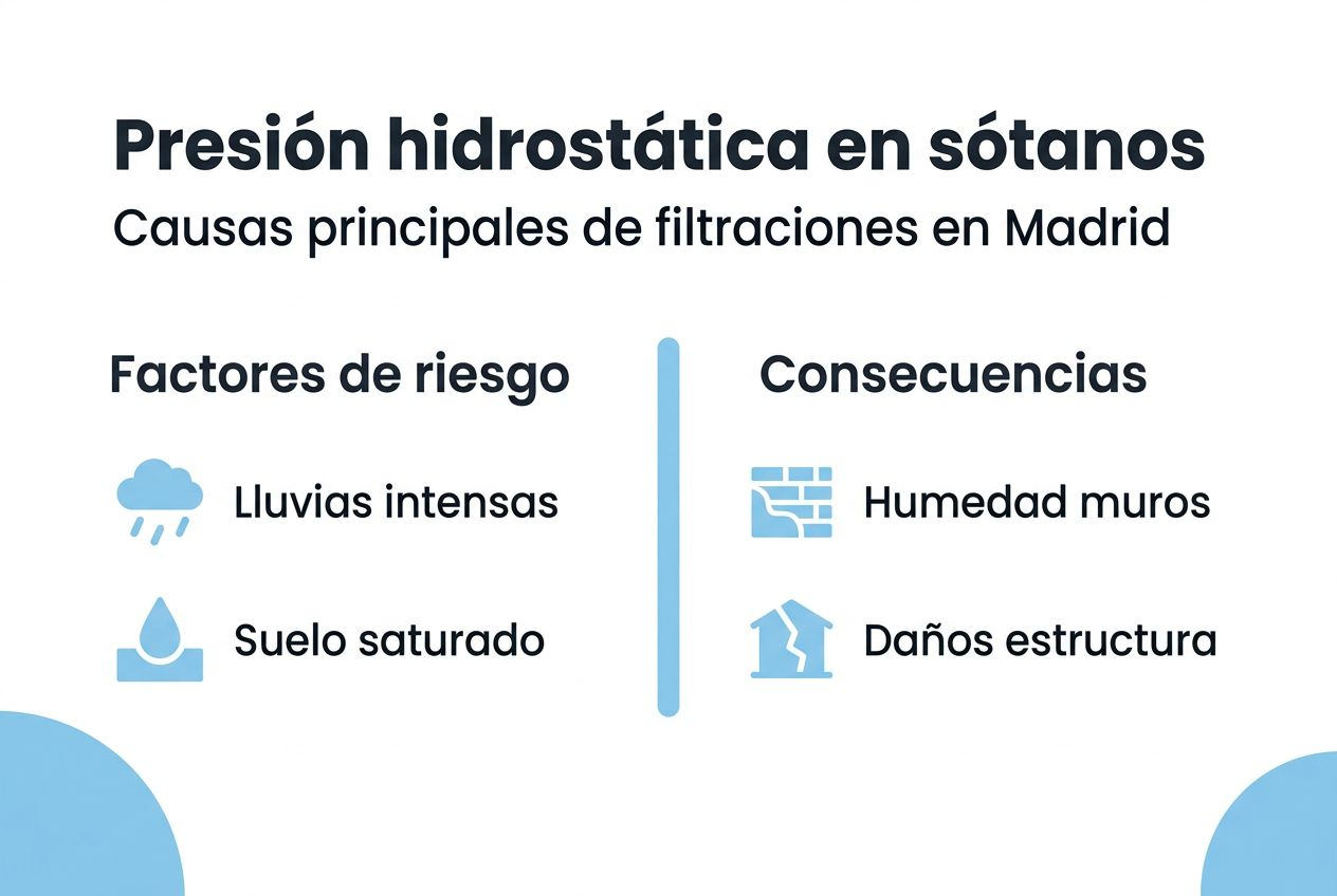 Guía visual sobre cómo afecta la presión del agua a los sótanos