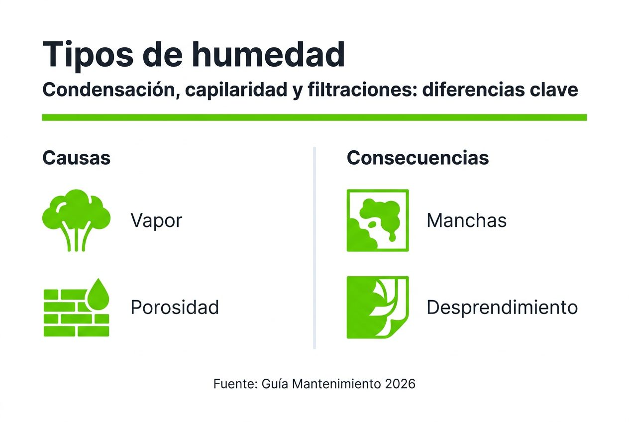 Infografía que explica las principales diferencias entre los distintos tipos de humedad