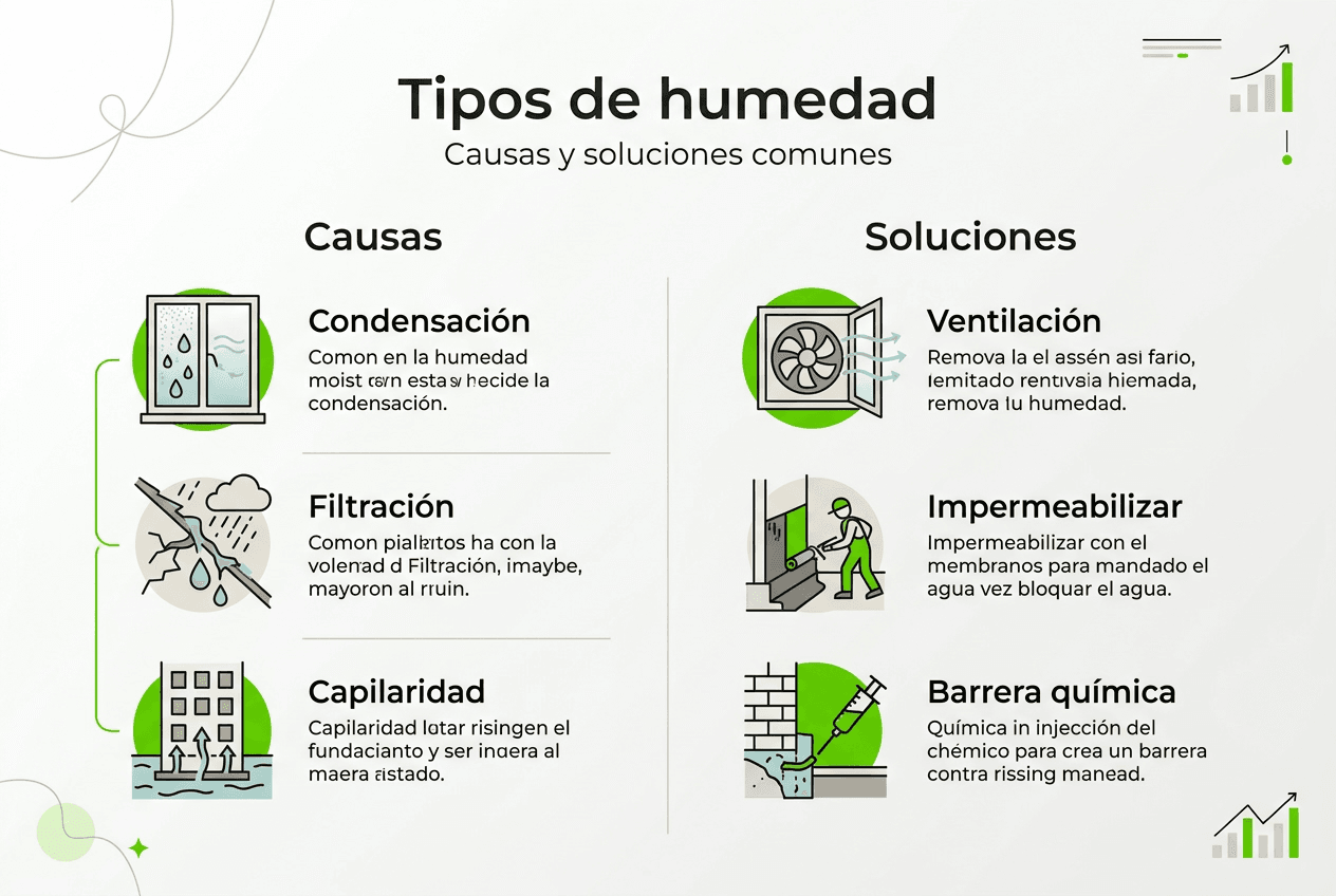 Guía visual sobre las principales causas de la humedad y cómo solucionarlas