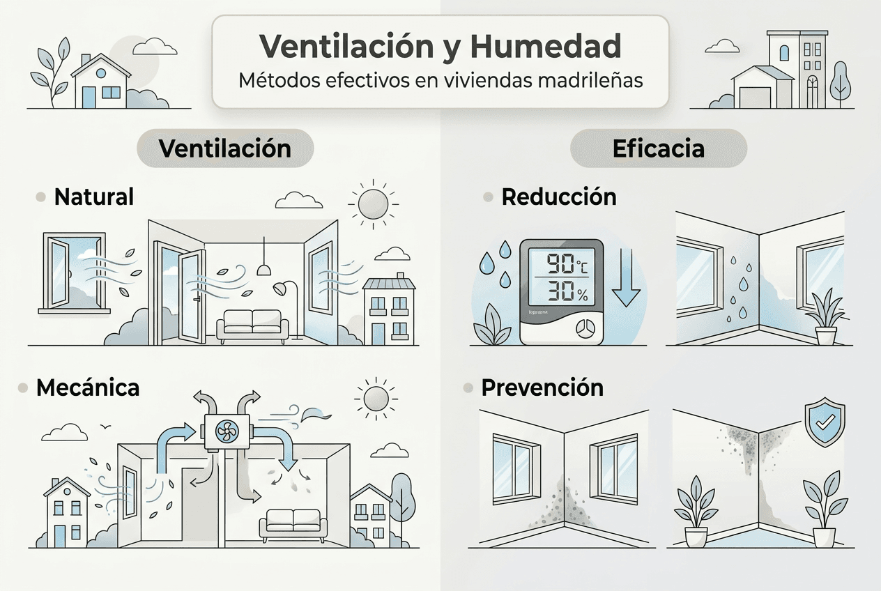 Infografía: tipos de ventilación y su efectividad