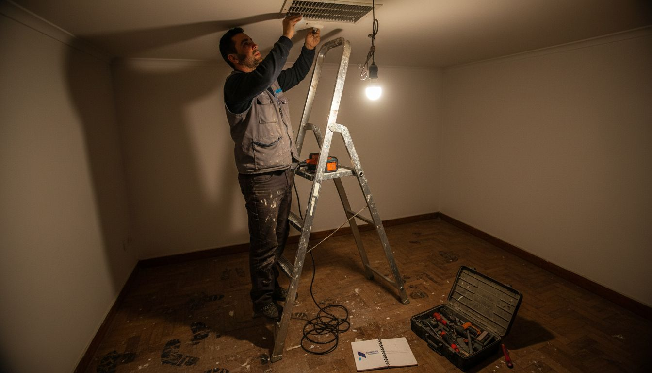 Un profesional realiza la instalación de una rejilla de ventilación VMC en una vivienda.
